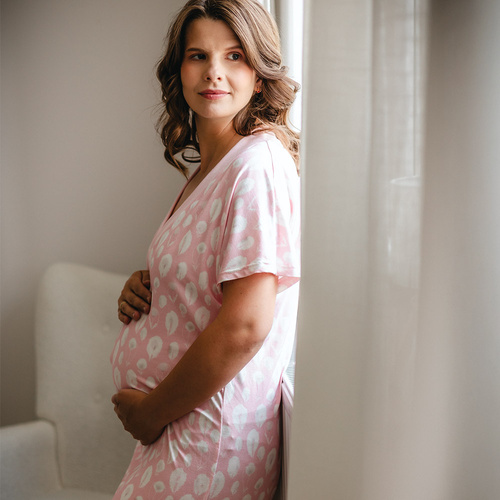 Camisón de maternidad y lactancia Emily Eevi de bambú - rosa