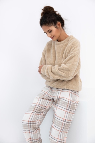 Joyce Sensis pijama de mujer - pijama cálido con top suave y pantalón a cuadros