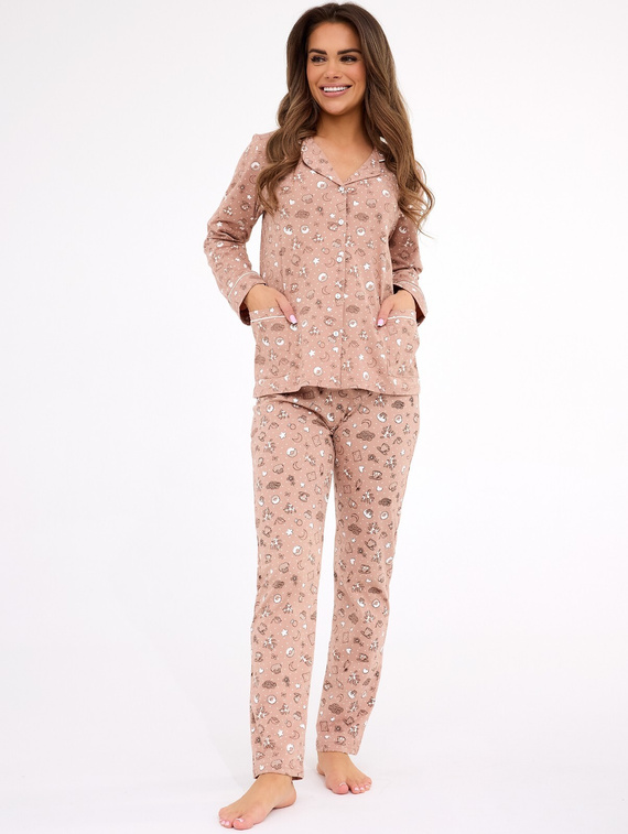 482/434 Smile 4 Cornette pijama de mujer - algodón, desabrochado, con cuello