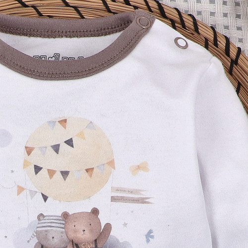 ABN-5541 Blusa para bebé Nini Happy Animals de algodón orgánico - costura sin níquel, ecológica, producción polaca