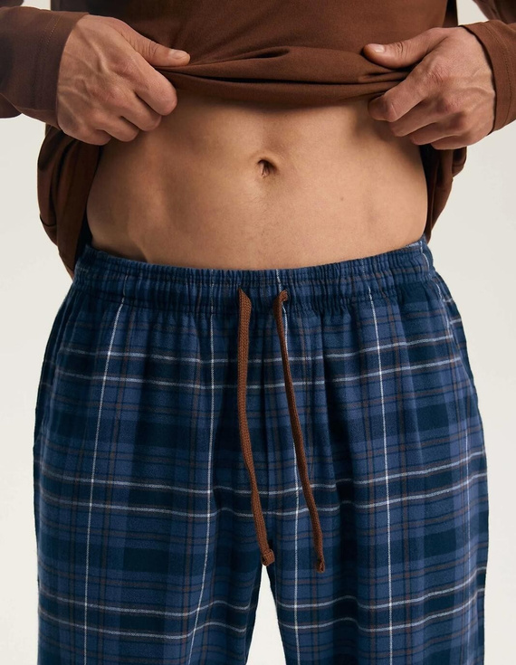 Pijama para hombre Henderson 45451 Imago marrón 100% algodón franela premium