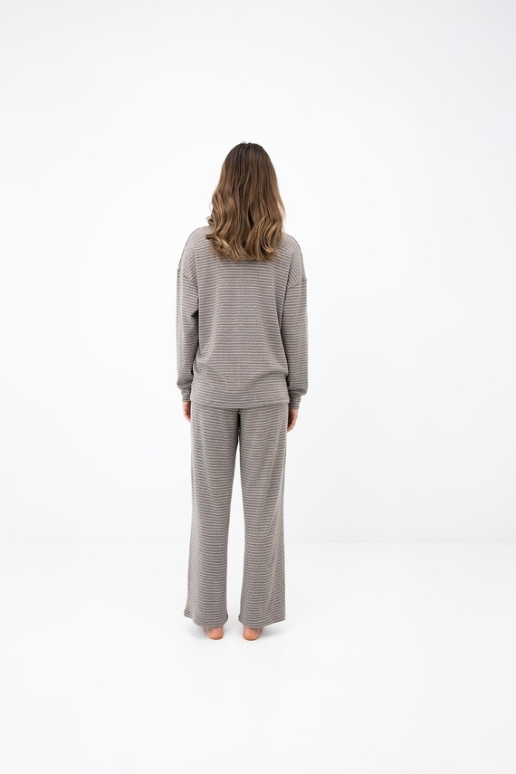 Sensis Amaya Mocca pijama larga de mujer de lyocell y viscosa a rayas