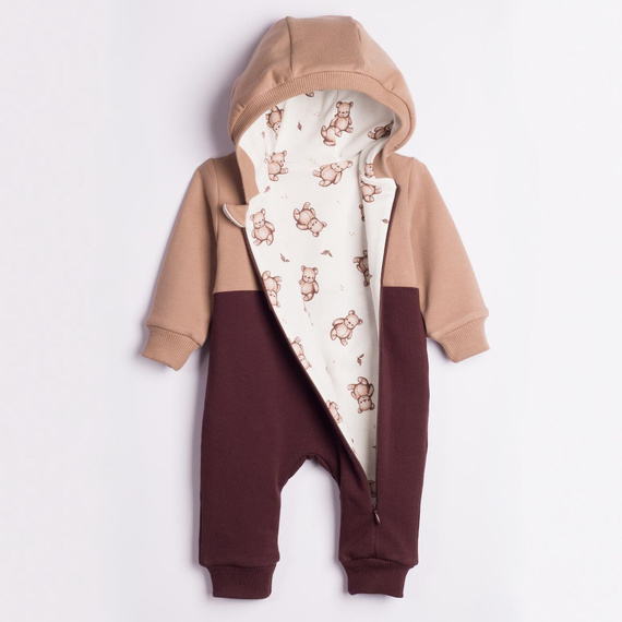 227272 Nicol BENEK Pijama enterizo con forro ositos + botitas primeros pasos marrón