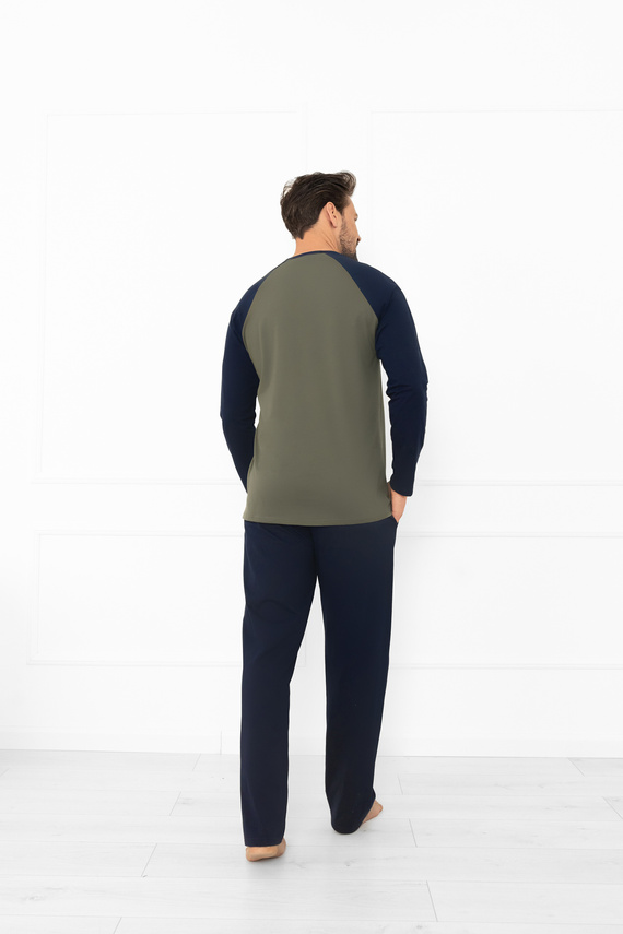 Pijama Alexander Hombre Italian Fashion oliva - algodón, largo. mangas y pantalones