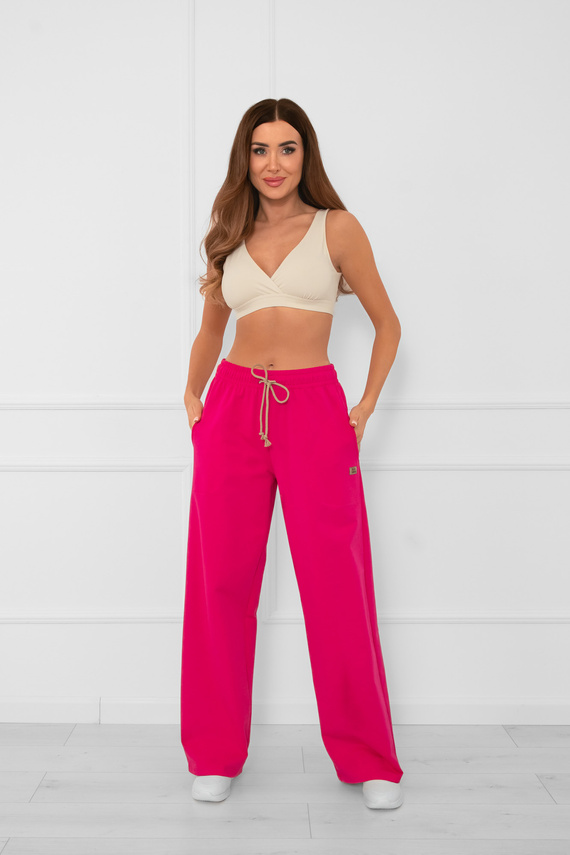 Pantalones largos de mujer Caro fucsia - pantalones elegantes y con estilo en un color de moda