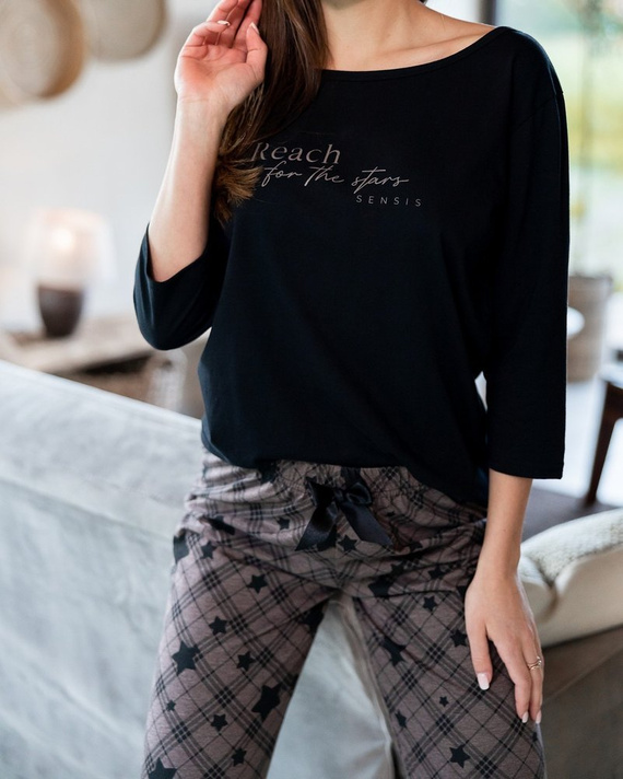 Sensis Reach For The Stars Pijama de mujer - negro-marrón