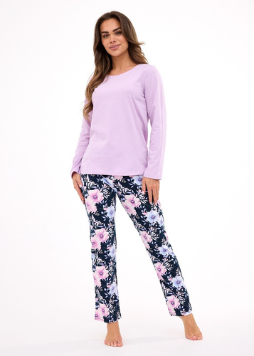 Natalie 145/462 Cornette pijama de mujer de algodón brezo, manga larga, estilo y comodidad para todos los días