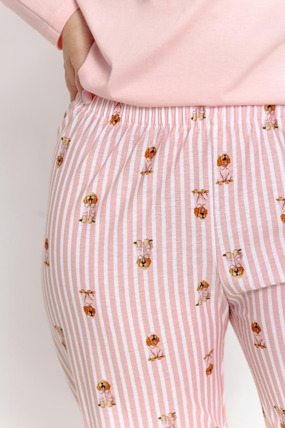 Pijama de mujer Taro Nola 3623 rosa 100% algodón manga larga perros