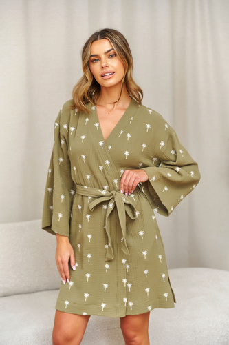 Bata mujer Doctor Nap 7418 muselina algodón – kimono color oliva