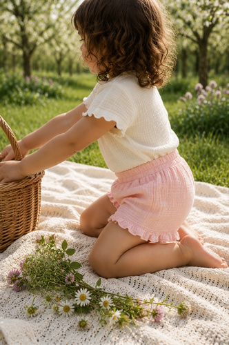 Mamatti SZ50306  Pantalones cortos infantiles de muselina, frescos y elegantes