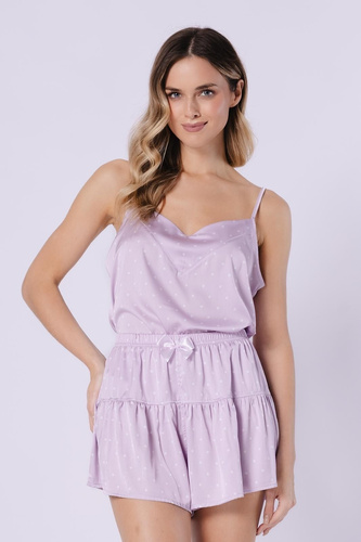 1743 Giw Leveza Pijama Mujer Satén Lavanda con Shorts Elegantes