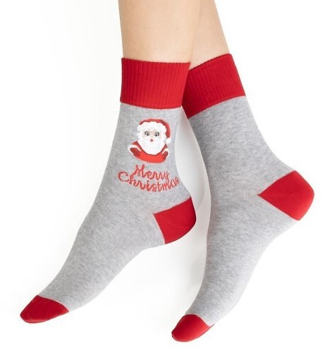 ARTE.136 Calcetines de Navidad de las mujeres Steven gris melange 142- algodón, cálido, patrón de invierno