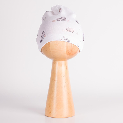 228054 Nicol FARMA Gorro para bebé 100% algodón animales crema