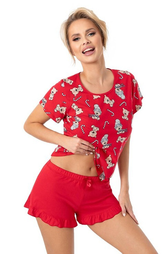 Pijama de mujer Bear Short Donna - algodón, festivo, con volantes