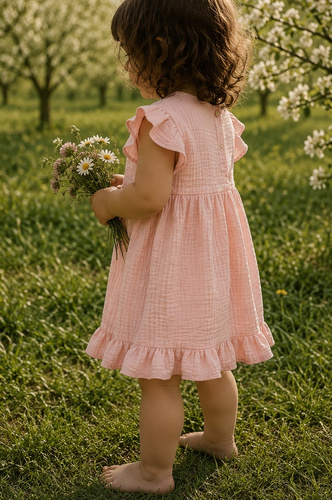 Mamatti SA50406 vestido infantil de muselina rosa ligero y transpirable