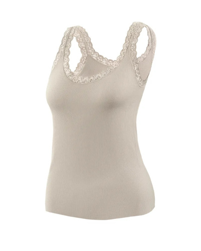 Camiseta mujer Sesto Senso 6109 encaje sin costuras elástica sabia