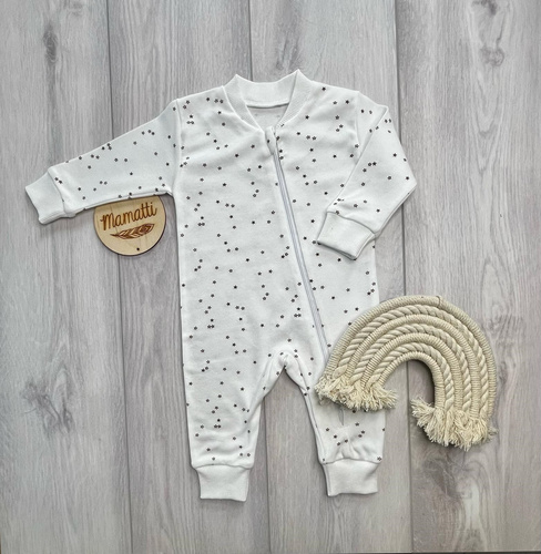 Mamatti Pijama para bebé PS16241 blanco con cremallera de algodón