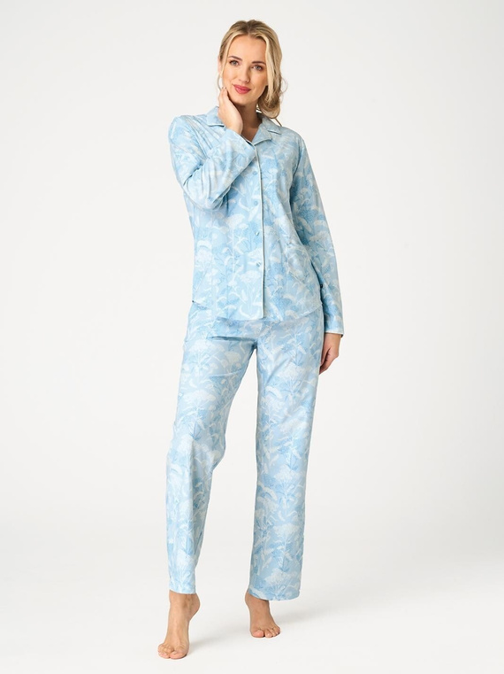Pijama de mujer Key LNS 657 B26 azul celeste – larga, abotonada