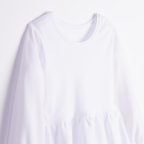 Blusa para niña Nicol 163705 100% algodón blanca con basquiña y encaje