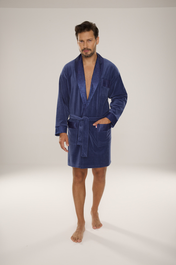 866 Noble Albornoz de terciopelo para hombre De Lafense - corto, elegante, algodón - denim