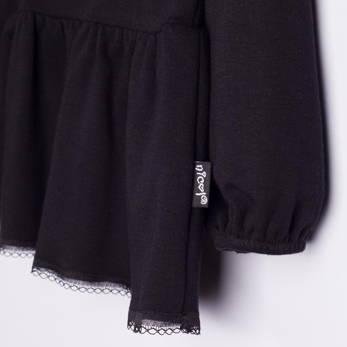 Blusa para niña Nicol 163706 100% algodón negra con basquiña y encaje