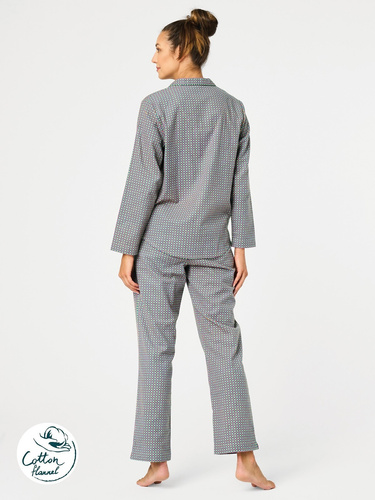 Pijama de señora LNS 429 Key peplite - algodón, manga larga, abotonado