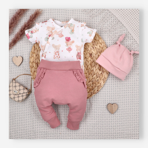 Body bebé Nini Little Mouse algodón orgánico cruzado manga corta piel sensible