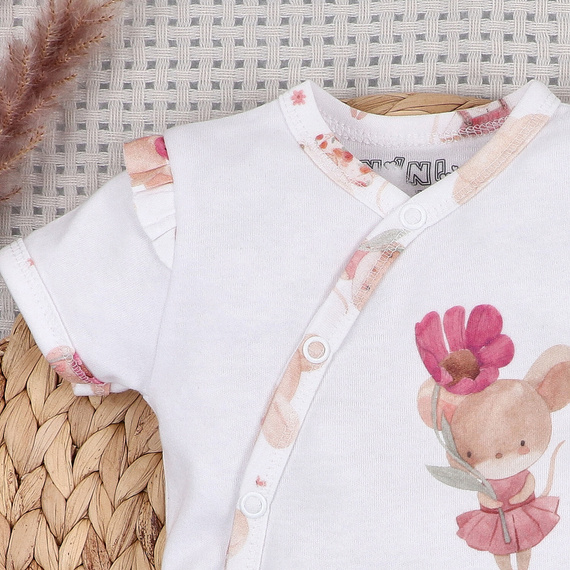 Body bebé Nini Little Mouse algodón orgánico cruzado manga corta piel sensible