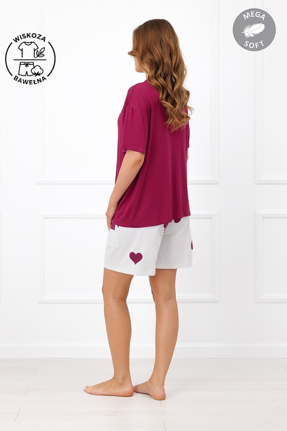 Italian Fashion Kioga Pijama de mujer de viscosa Mega Soft, pantalones cortos con corazones