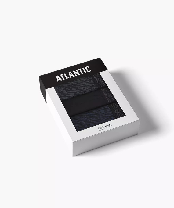 Atlantic 3MH-239 A3 Boxers para Hombre 3-Pack Algodón Grafito Negro Índigo