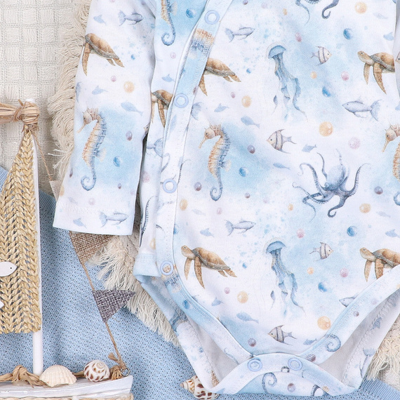 ABN-5441 Sea Of Joy Nini sobre body azul - algodón orgánico, para bebés