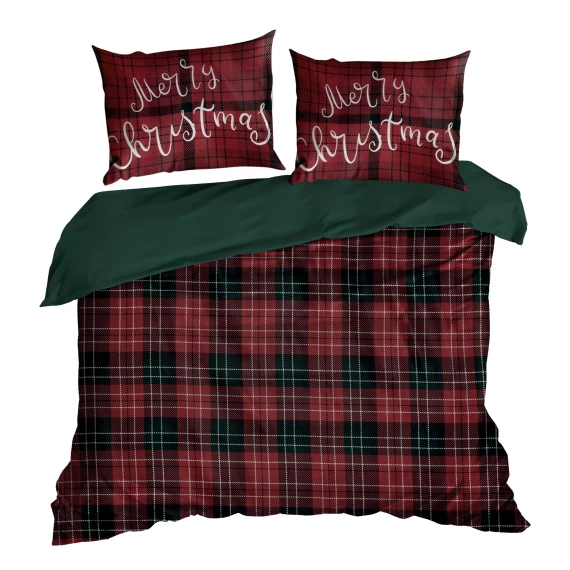 Noellie Ropa de cama de Navidad Eurofirany rojo - algodón ranforce, reversible