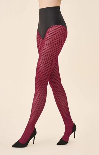 1233 Cherie Leotardos Gabriella 60 den burdeos - motivo corazón, 3D