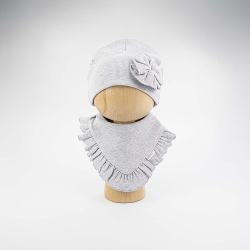 Gorro y Pañuelo para Niña Nicol 141962 de Algodón con Flor y Volante - gris