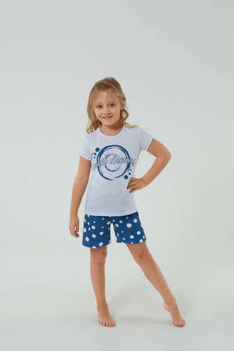 Raba Pijama de niña Italian Fashion - estampado blanco/azul