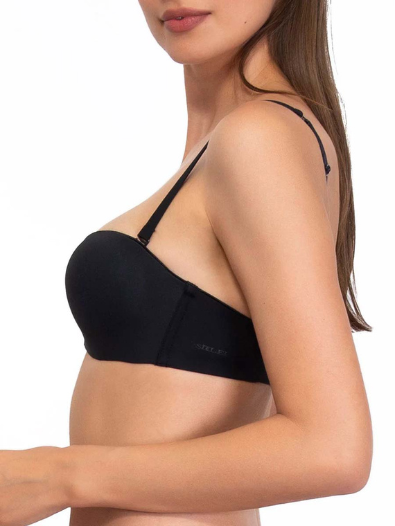 1580 Sujetador push-up Fantastic - bandeau, microfibra Sielei negro