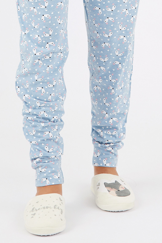 Fixy Sorbetto ecru - cálidas zapatillas de mujer con suela antideslizante y estampado