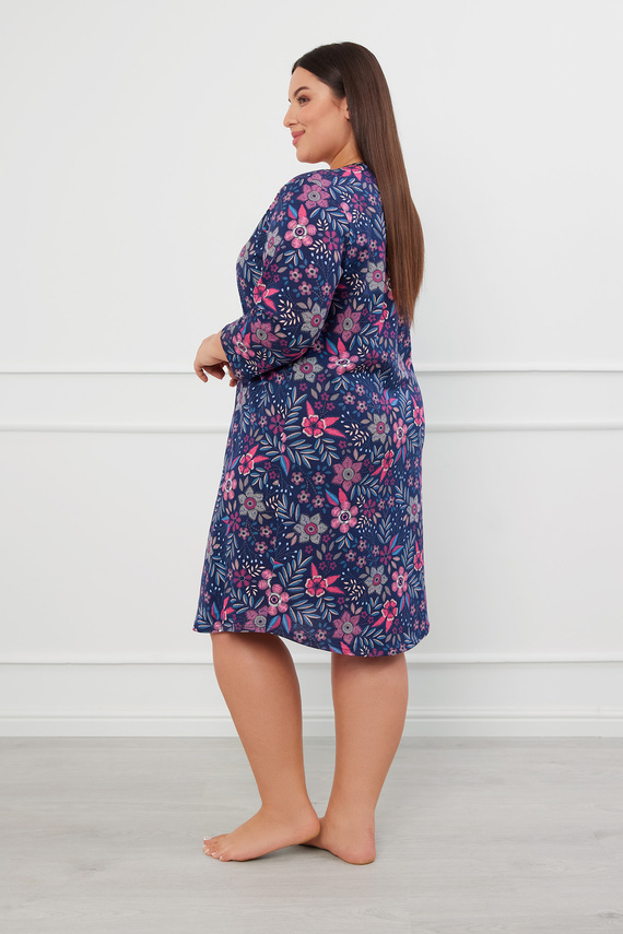 Camisón Folk desabrochado, manga 3/4 Moda Italiana - estampado