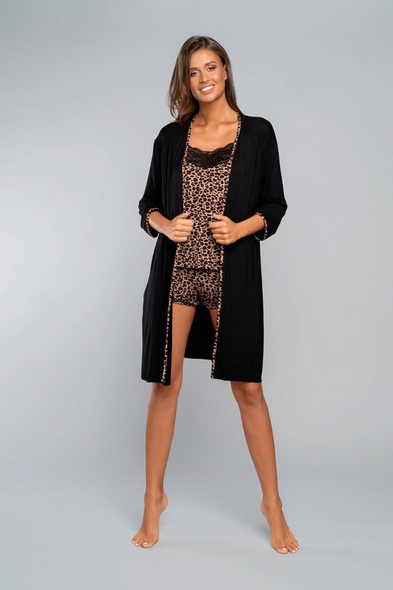 Albornoz Eila Moda Italiana manga 3/4 - estampado leopardo