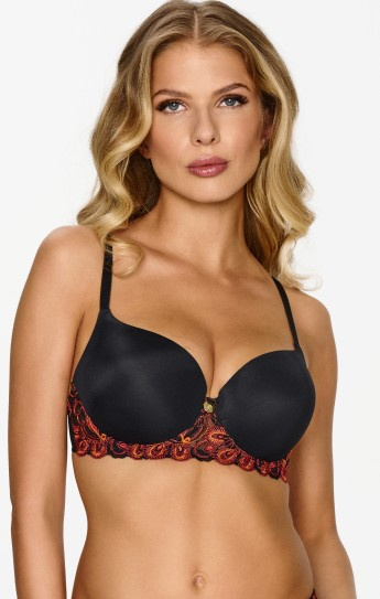 2611 Sujetador push-up Lupoline - negro con bordado en tonos rojos