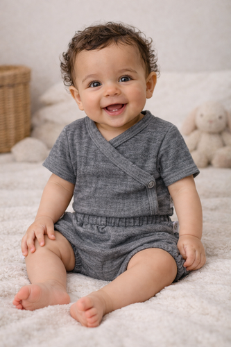 Body de muselina Just Muslin 03235KN Makoma navy- manga corta, sobre, 100% algodón