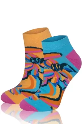 S141S Calcetines con pie Zanzi Italian Fashion - despeinado/amarillo/rosa