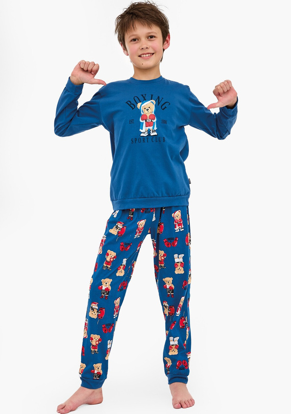 593/178 966/178 Pijama de niño Cornette Boxer | Algodón, estampado, pantalón con dibujo, puños de canalé