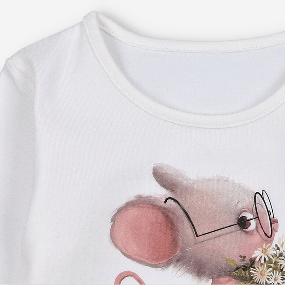 KAR-3008 Blusa de manga larga para niña Lagarto Verde ecru - elegante, algodón, producción polaca