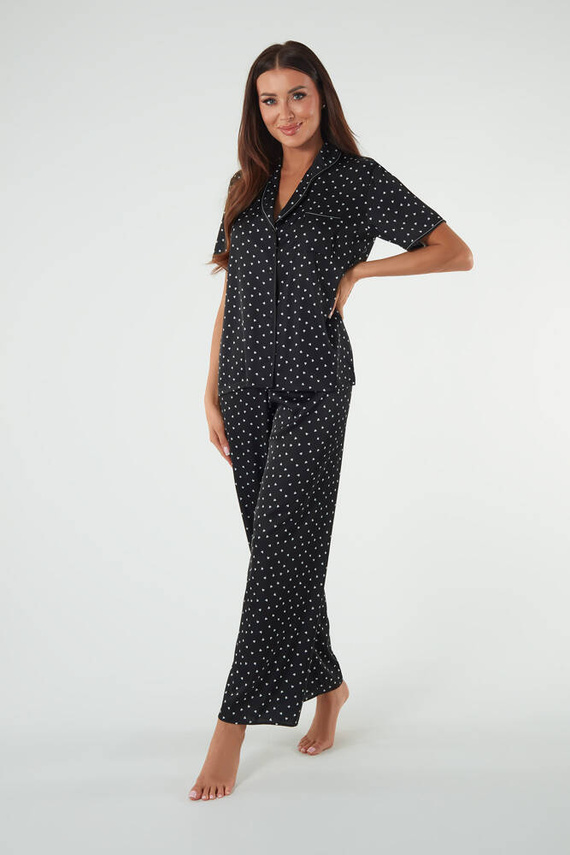 Ria Pijama de mujer manga corta, pantalón largo Moda Italiana - estampado