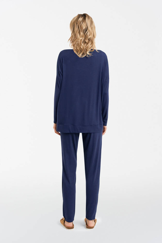 Akord Conjunto señora manga larga, pantalón largo Moda Italiana - azul marino