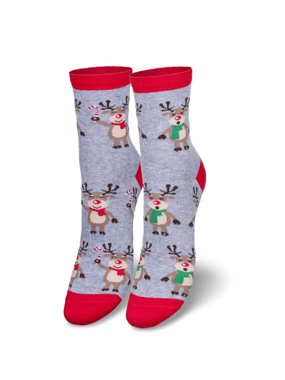 1283.002 Reno de pie Milena - Calcetines de Navidad para mujer, Melange claro