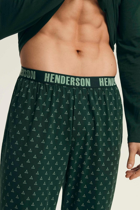 Henderson Core 43478 Pijama de hombre verde exuberante - algodón, manga larga, embalaje inteligente