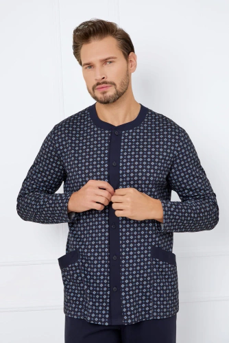 Rajmund Pijama hombre manga larga, pantalón largo Moda Italiana - estampado/verde