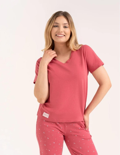 Pijama de mujer Moraj PDD4300-024 rosa de algodón con corazones y pantalones largos
